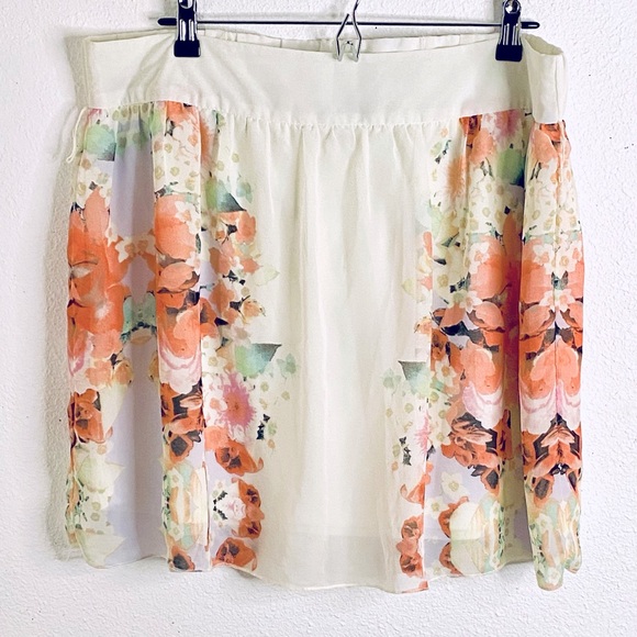NWOT Maurices Floral Chiffon Skirt - Cream and Orange - Picture 1 of 7